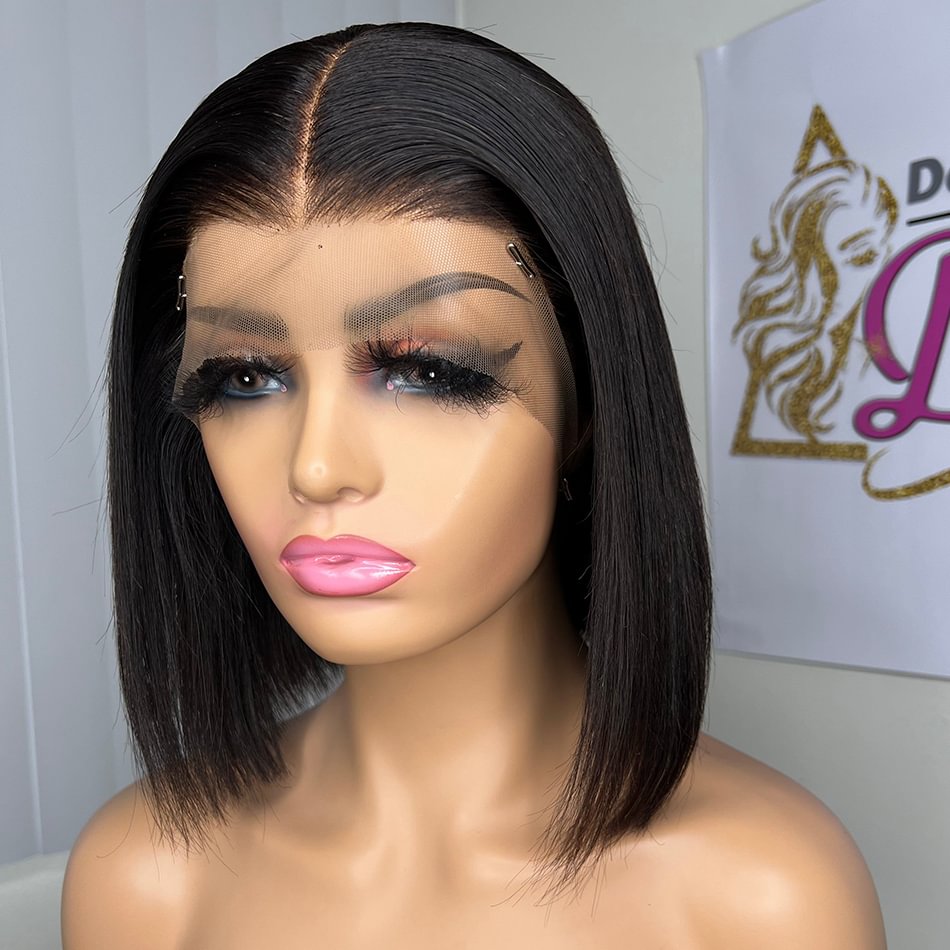 Straight Short Bob Lace Front Human Hair Wigs for Women Pre Plucked Transparent Deep Part Lace Frontal Brazilian T Part Wig Remy US Mall Lifes