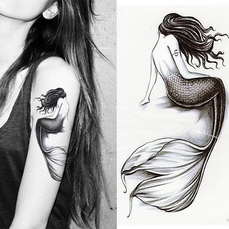 1 Pieces/set Small Full Flower Arm Temporary Waterproof Tattoo Stickers Mermaid for Women Men Body Art