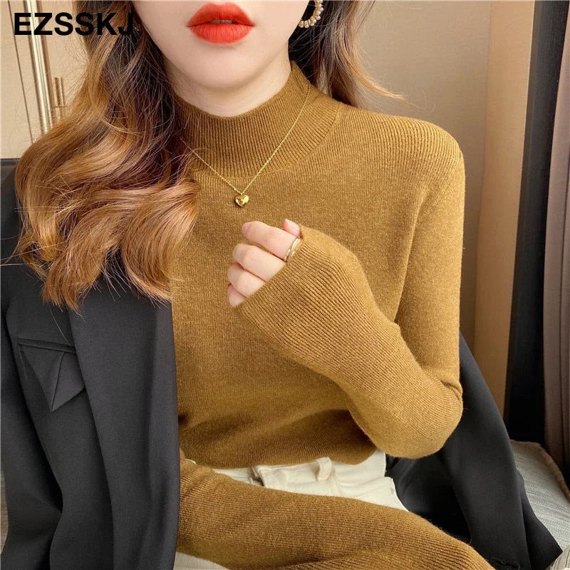 Basic Turtleneck Slim Sweater Pullover Women Autumn winter Casual long Sleeve Sweater For women Female Chic Jumpers top