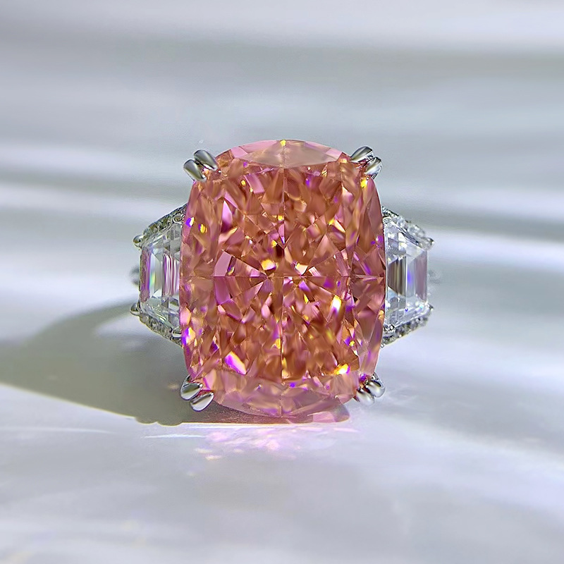 MIKAMU Jewelry S925 Silver 11*15 Pink Diamond Ring - Luxurious Engagement Gift