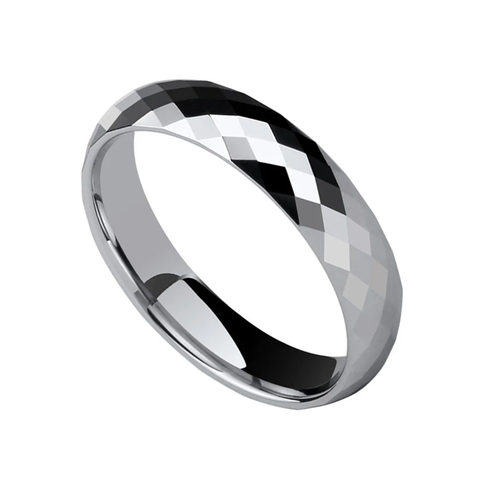 3MM 4MM 6MM 8MM Couples Silver Rhombus Cut Multi Faceted Tungsten Rings