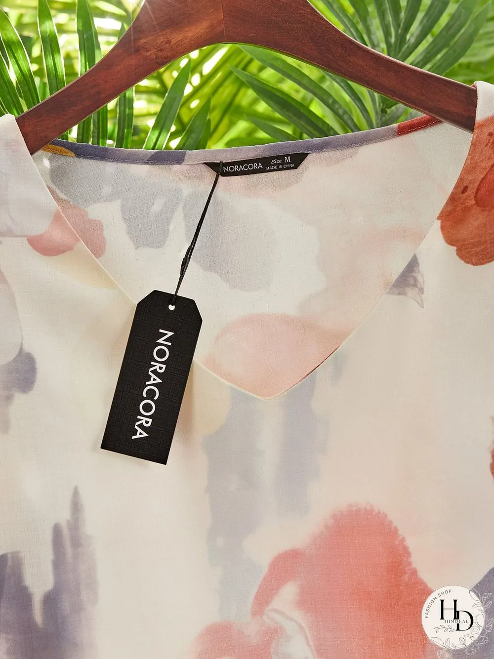 Casual V neck Floral Three Quarter Woven Dress