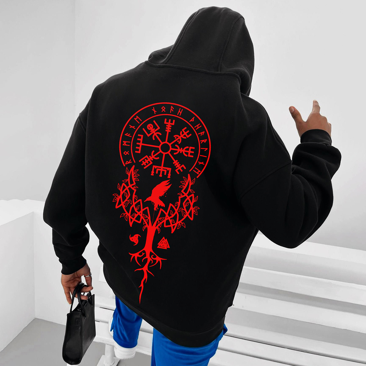 Oversize Vikings Totem Print Hoodie / TECHWEAR CLUB / Techwear