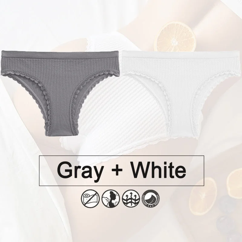 2PCS/Set Lace Panties Seamless Underwear Female Lingerie Women Panties Twist Pattern Underpants Sexy Briefs Thong Tanga Intimate