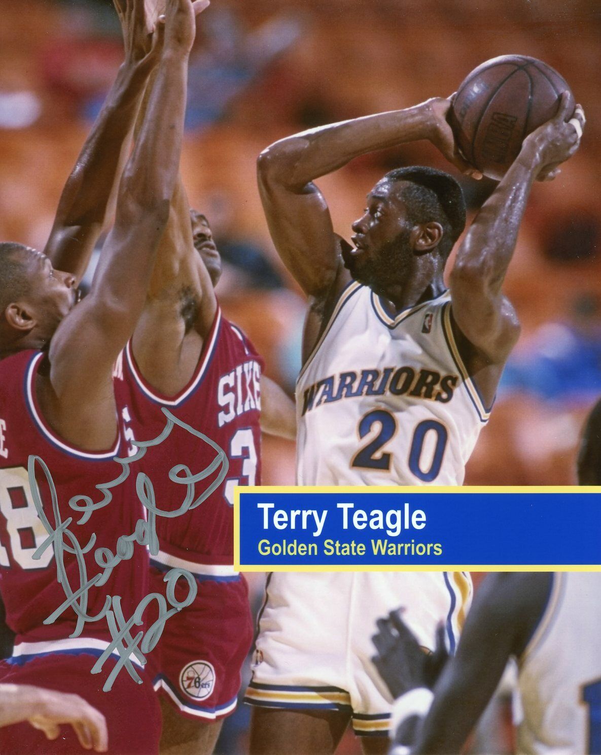 Terry Teagle autographed 8x10 Lakers Warriors Baylor#11