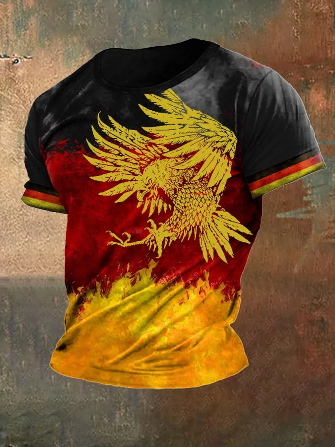 Men's Vintage German Flag Eagle Print T-Shirt