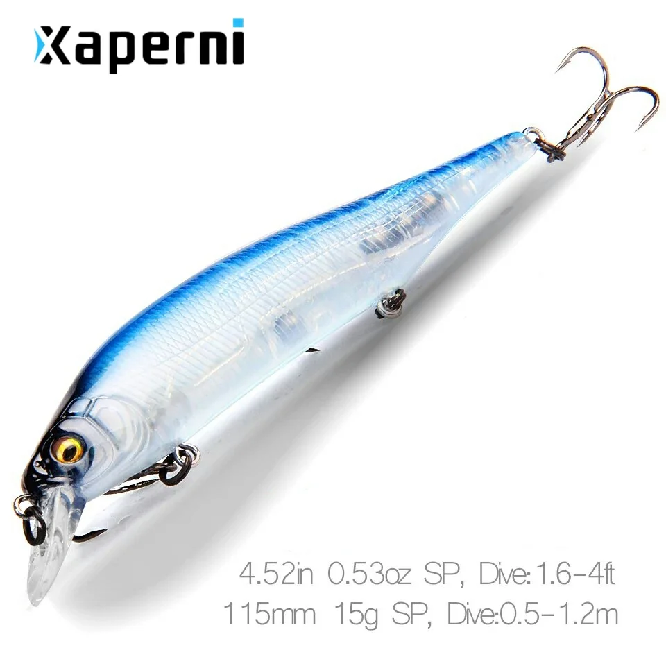 Xaperni 115mm 15g SP Tungsten weight system Top fishing lures minnow crank wobbler quality fishing tackle hooks for fishing