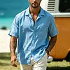 Men's Vacation Cotton-Linen Short-Sleeve Shirt With Chest Pocket by Inlyline