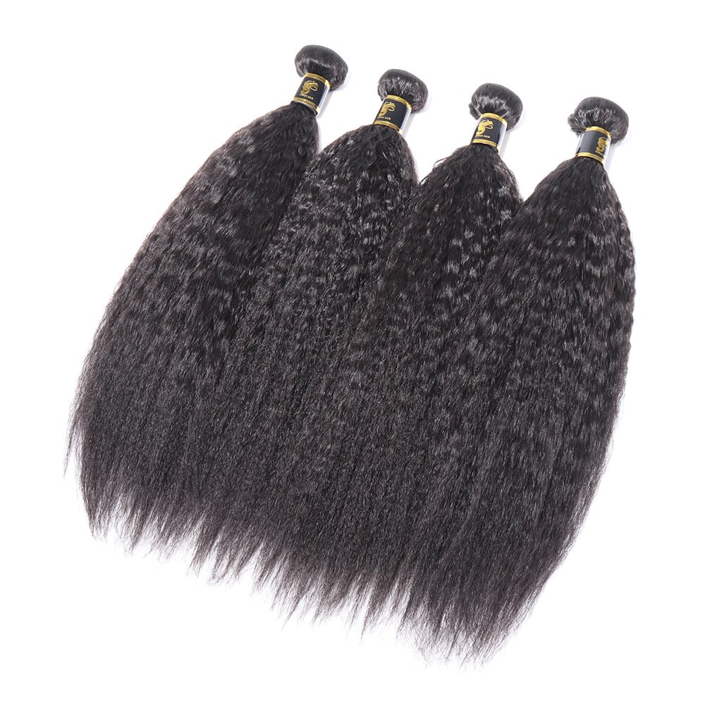 Kinky Straight Hair Brazilian Hair Weave Bundles 100% Human Hair 4 Bundles 10-26 Inches Sew In Hair Extensions Zaesvini