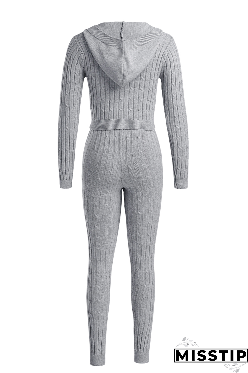 Grey Casual Solid Patchwork Hooded Collar Long Sleeve Two Pieces