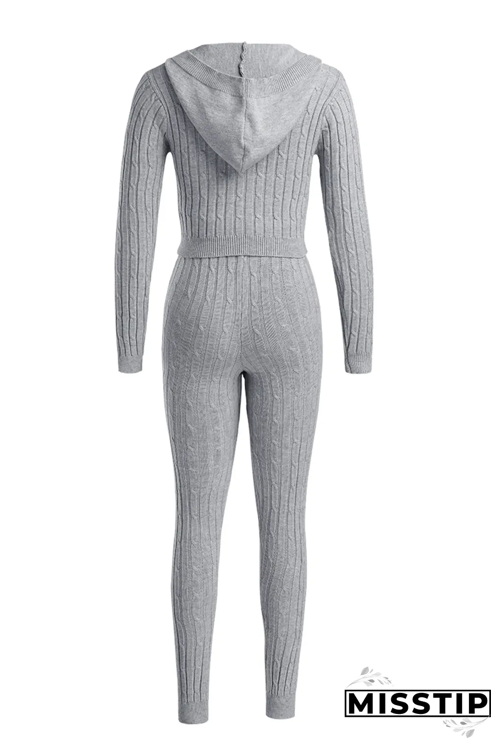 Grey Casual Solid Patchwork Hooded Collar Long Sleeve Two Pieces