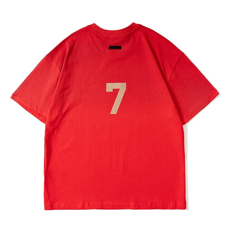 Fog Fear of God Essentials T Shirt Number 7 Flocked Printed T-shirt Loose Short Sleeve Men