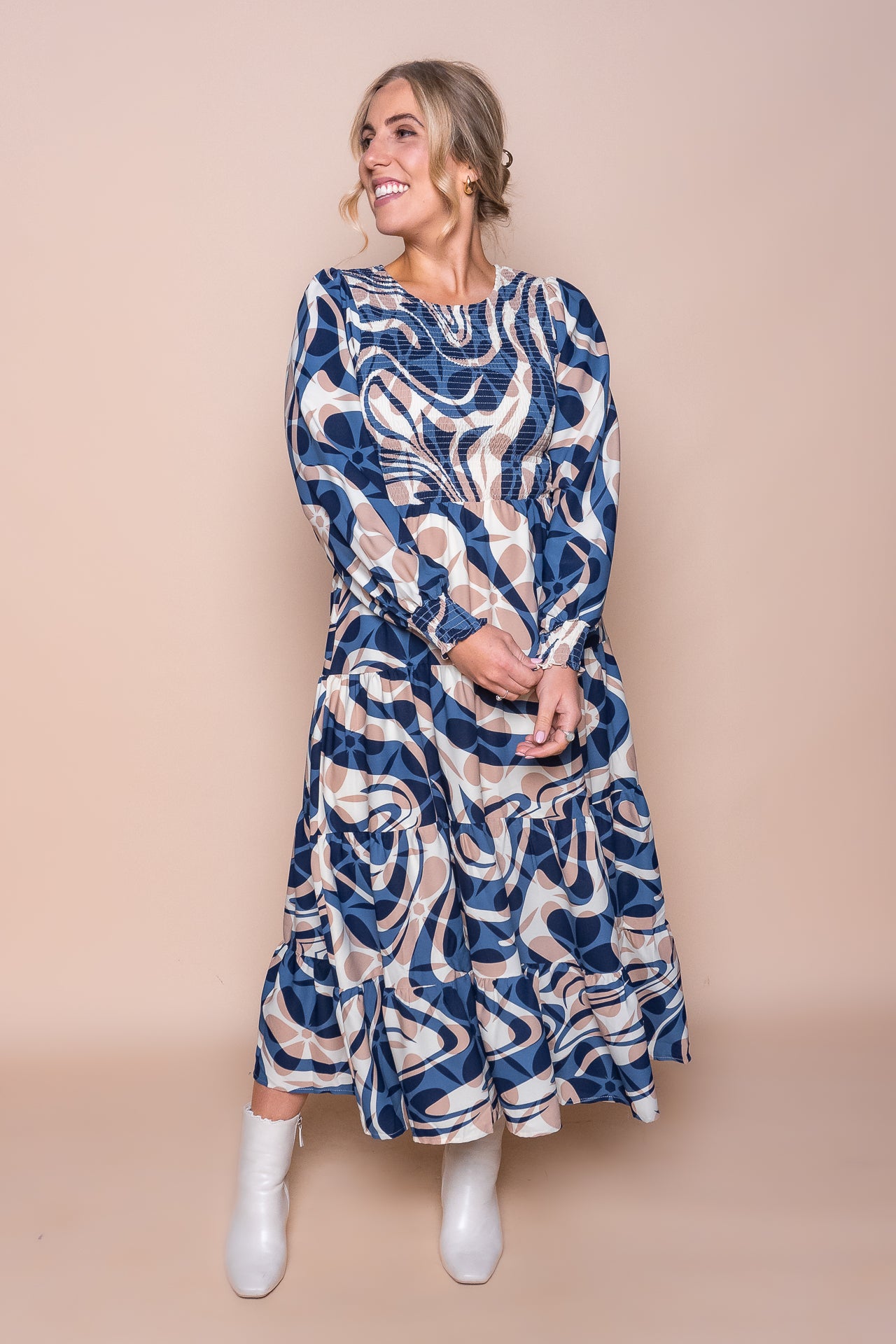 Kadence Midi Dress in Navy