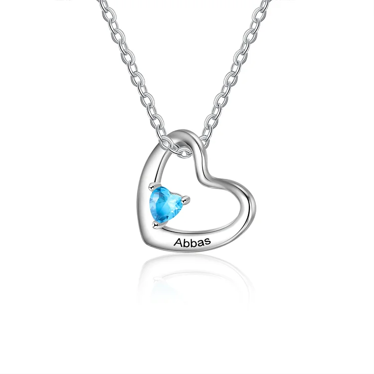 Personalized Heart Necklace With 1 Heart Birthstones Engraved Names Gift For Women