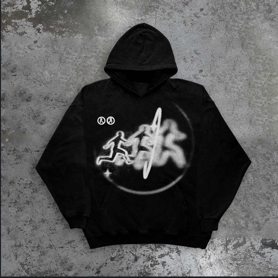 WorksOfMadness Abstract Angel Print Oversize Hoodie