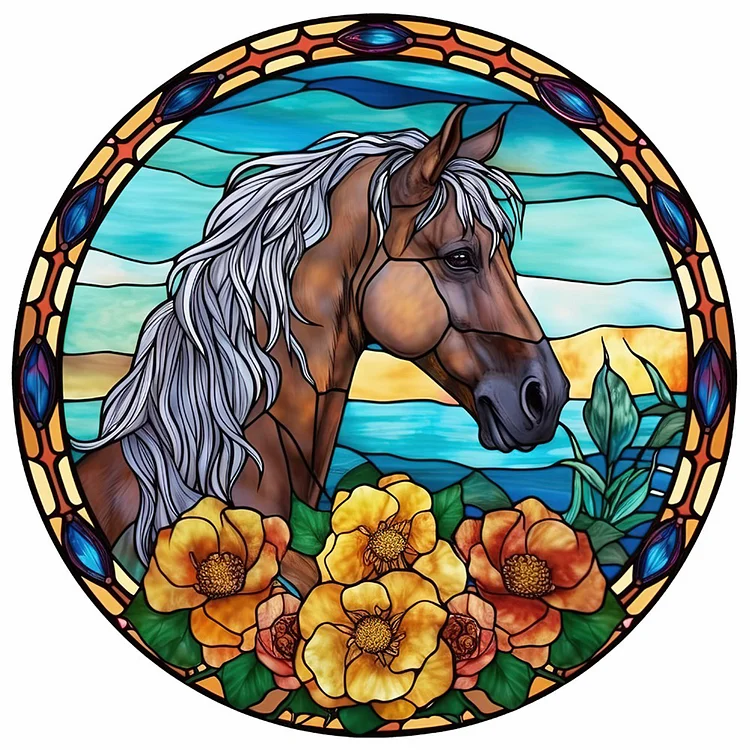Full Round Diamond Painting - Glass Art - Horses 30*30CM