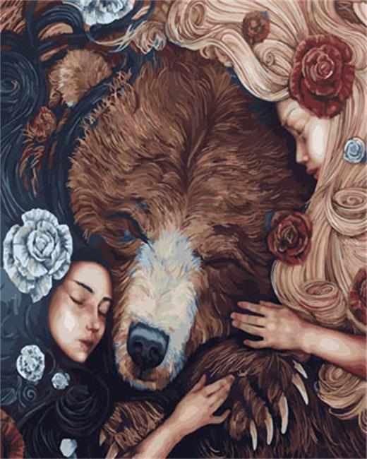

Bear with two beauties – Paint By Numbers - 40*50CM, 501 Original