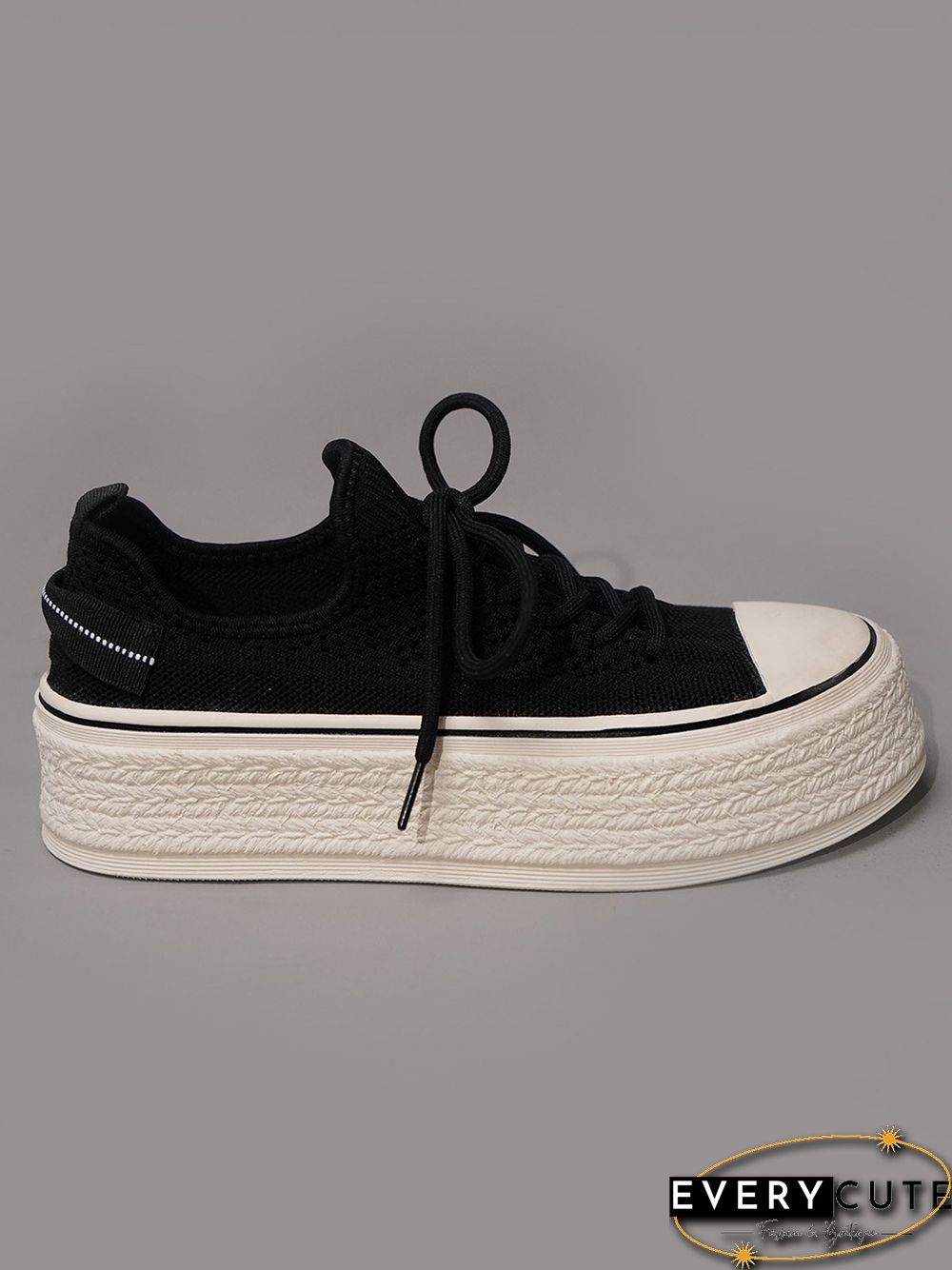 Fashionable Lightweight Breathable Lace-Up Platform Flyknit Casual Shoes