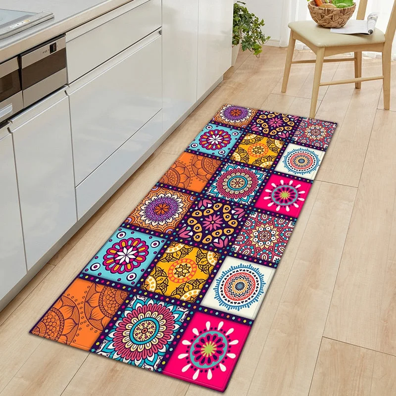 Modern Printing Kitchen Mat Absorbent Long Doormat Bedroom Bathroom Anti-slip Mats Home Dining Hall Floor Carpets Drop Shipping