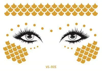 2021 New Gold Face Temporary Tattoo Waterproof Blocked Freckles Makeup Stickers Eye Decal Wholesale