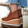 2024 Fashion Women Short Boots Round Toe High Top Platform Wedges Retro Booties Soft Leather Zipper Comfortable Ankle Boots for Woman(🎁Christmas Hot Sale🎁)