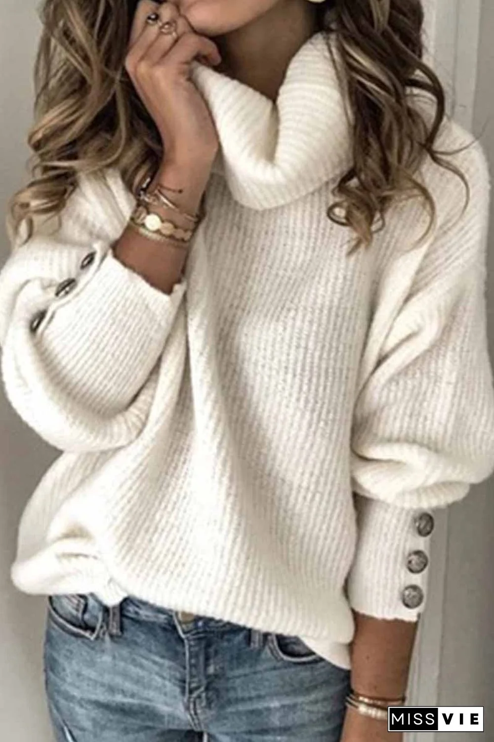 Fashion Casual Turtleneck Knitted Sweater