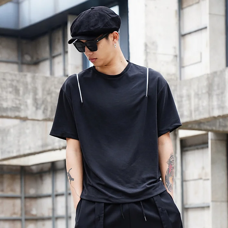 Dawfashion Techwear Streetwear-Spring Or Summer Dark Style Japanese Zipper Short Sleeves Shirts-Streetfashion-Darkwear-Techwear