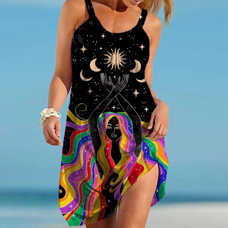 Hippie Art Print Casual Mini Dress wearshes