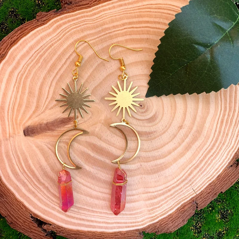 Moon Sun Crystal Earrings