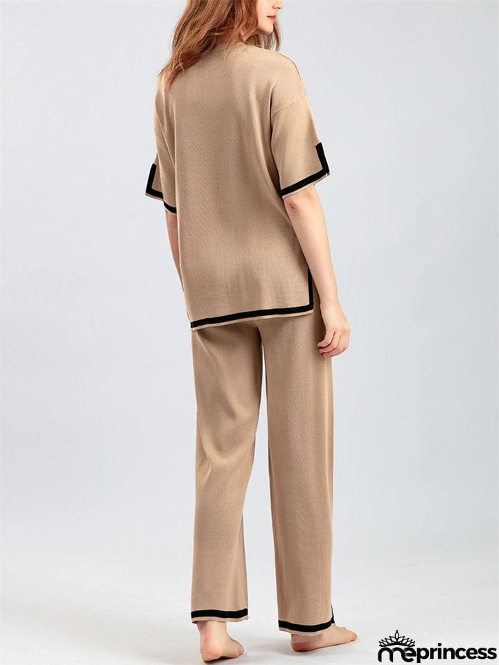 Women's Comfortable Temperament Knitted 2-piece Loungewear Sets