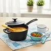 Cast Iron Milk Pot Easy To Clean Non Stick Sauce Pots.Small Cooking Pot with Lid and Long Handle for Restaurant Household Cooking