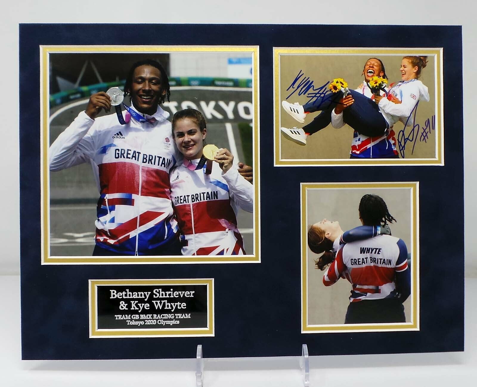 Bethany SHRIEVER Kye WHYTE Signed Mounted BMX Olympic Photo Poster painting Display AFTAL RD COA