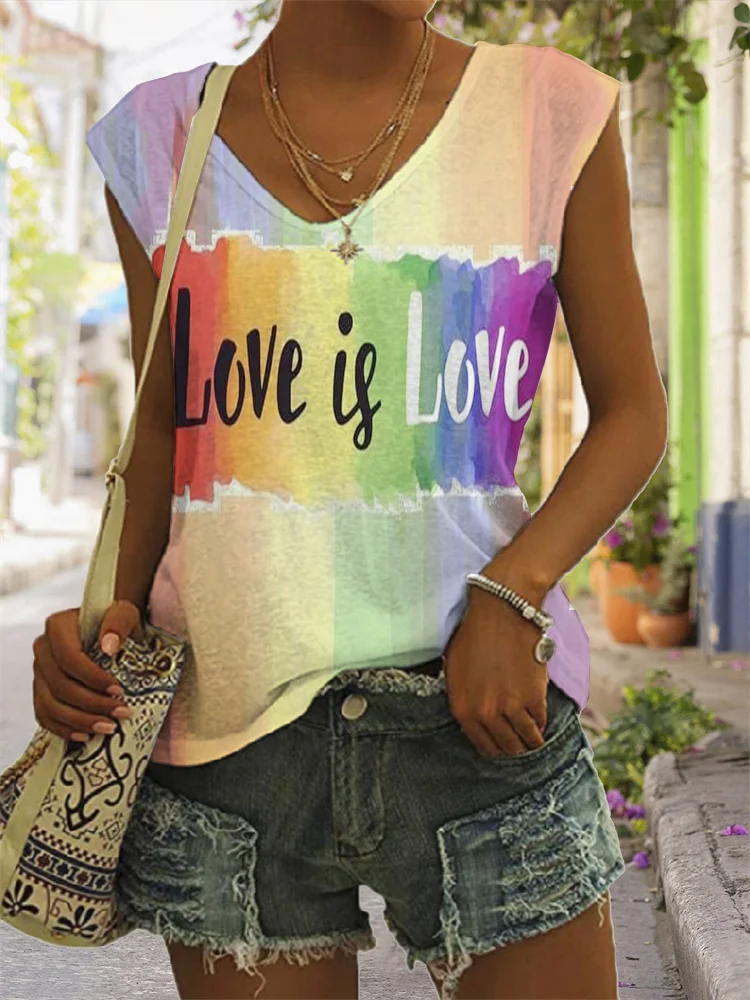 Love Is Love V Neck Tank Top