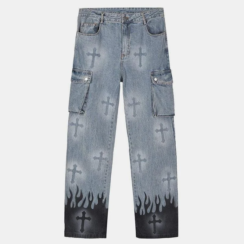 Cross Graffiti Loose Hip Hop Jeans