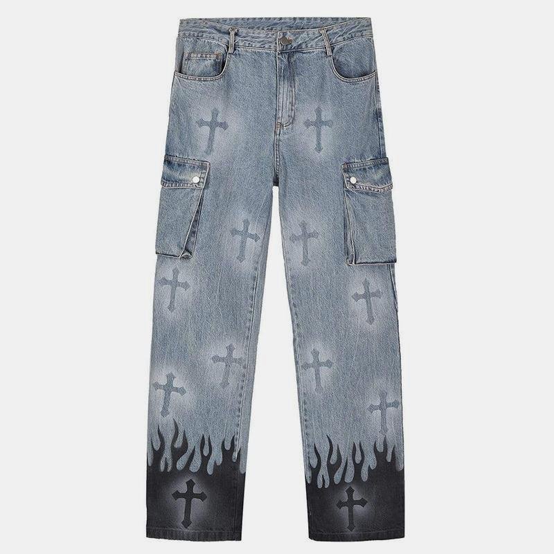 Cross Graffiti Loose Hip Hop Jeans