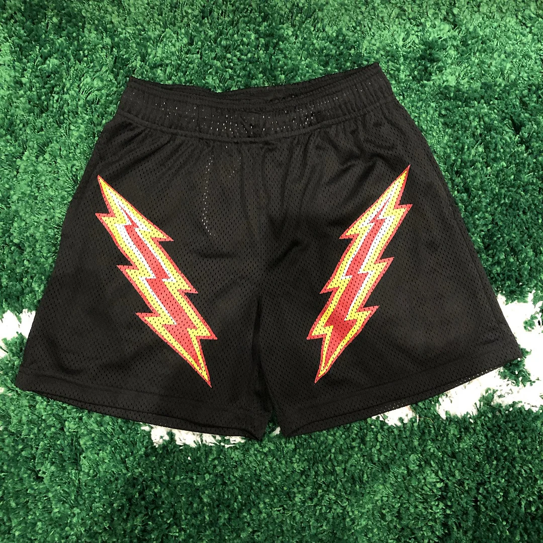 Lightning print track shorts