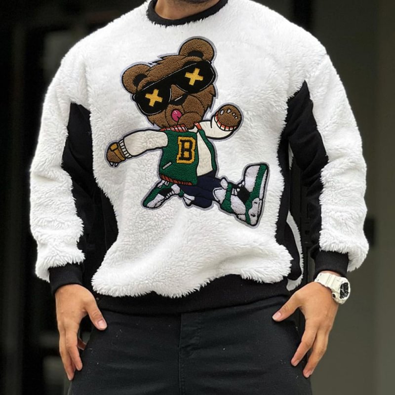 Cashmere Stitching Crew Neck Sweatshirt