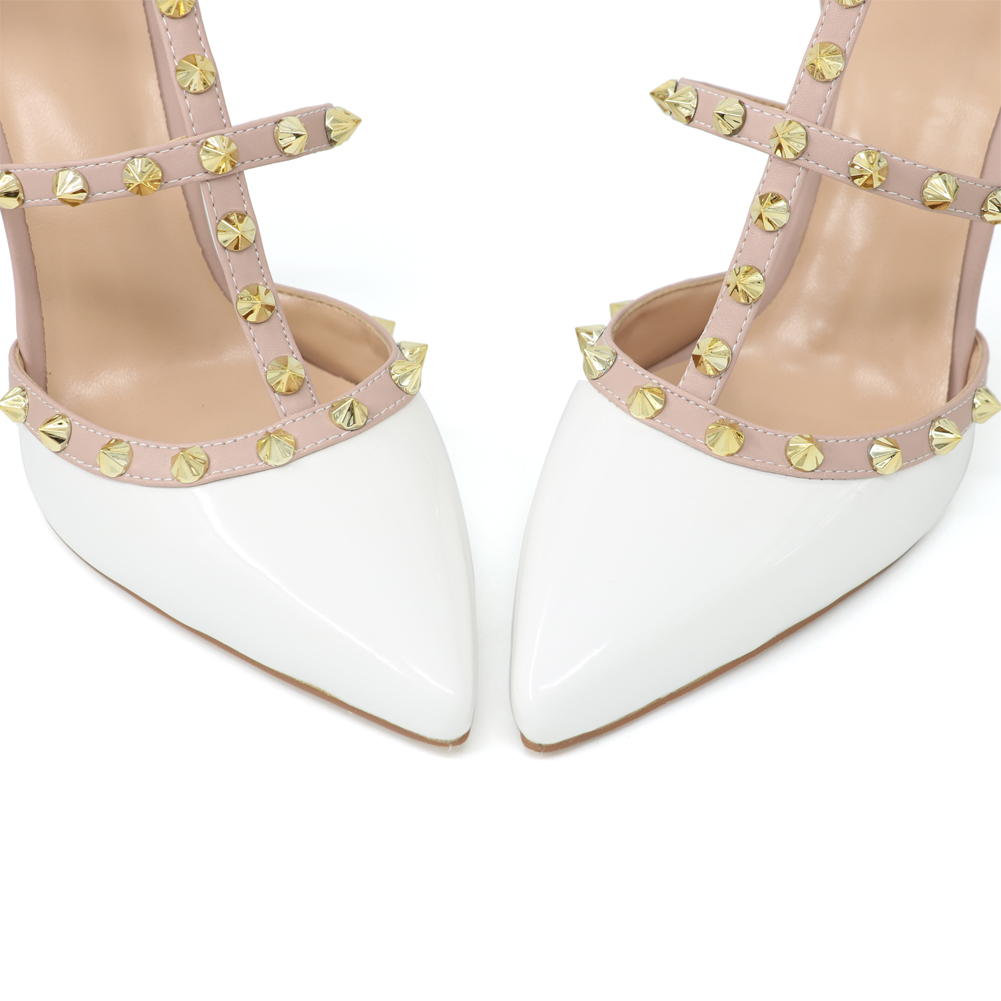 4" Rivets Studs Summer Strappy Shoes Party Wedding Heeled Sandals-MERUMOTE