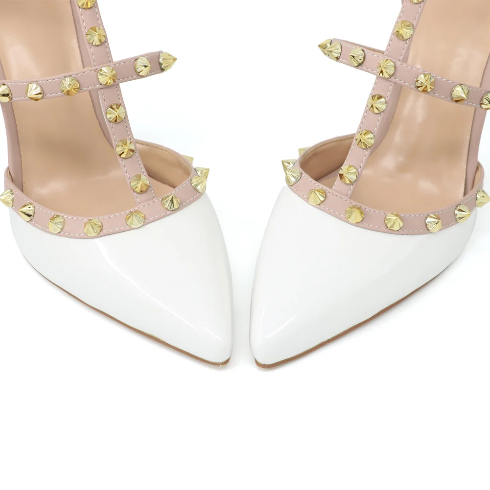 4" Rivets Studs Summer Strappy Shoes Party Wedding Heeled Sandals-MERUMOTE