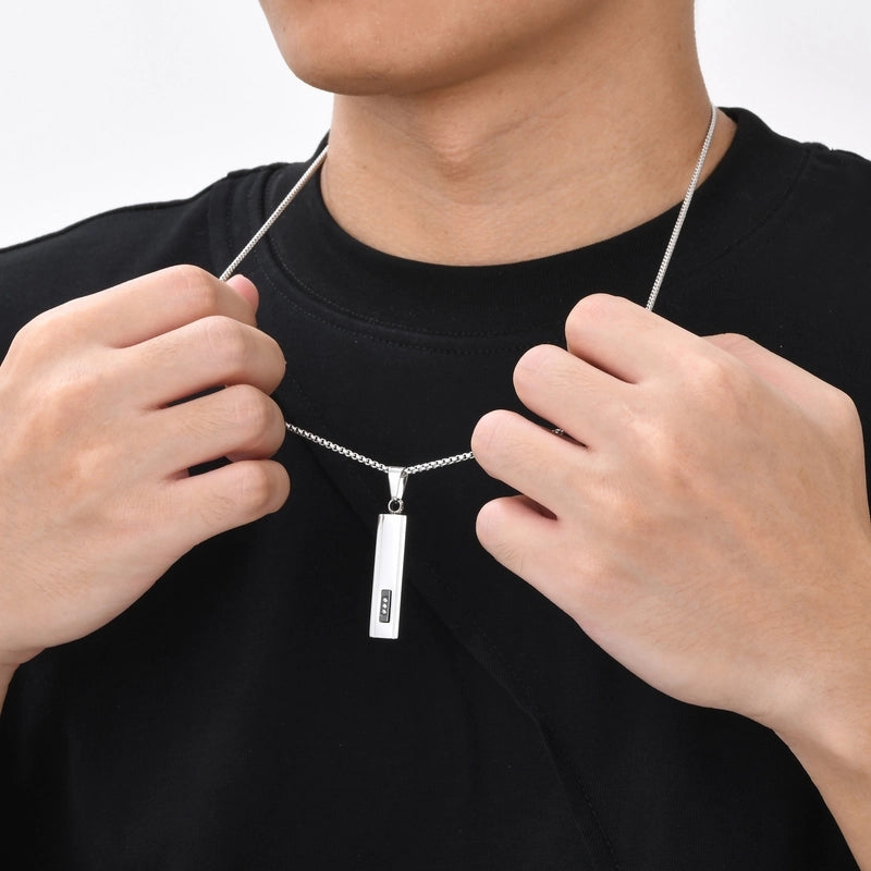 Minimalist Streetwear Square 201 Stainless Steel Inlay Zircon Men’s Pendant Necklace