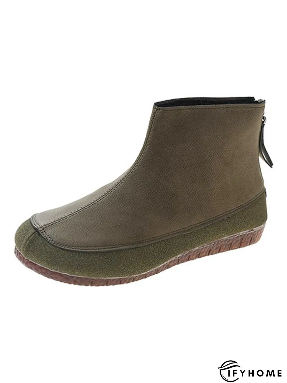 Vintage Plain Split Join Back Zip Boots | IFYHOME