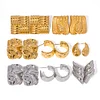 Stylish Texture 18K Golden Silver Earrings