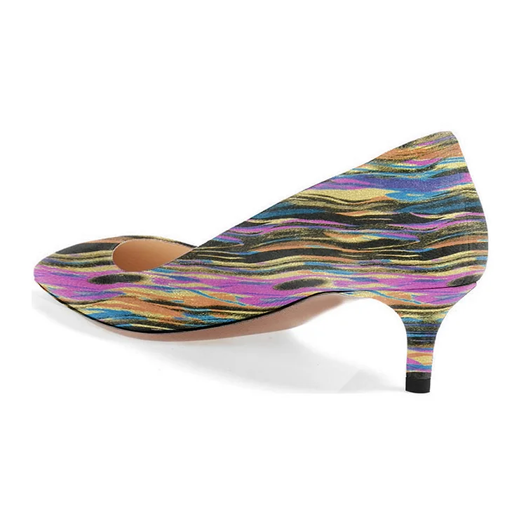 Multi coloured best sale kitten heel shoes