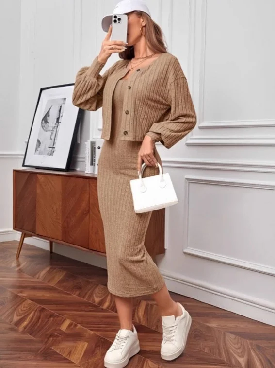 Athvotar Athvotar And Autumn 2025 New Comfortable Casual Pit Jacket Dress Two-Sleeve