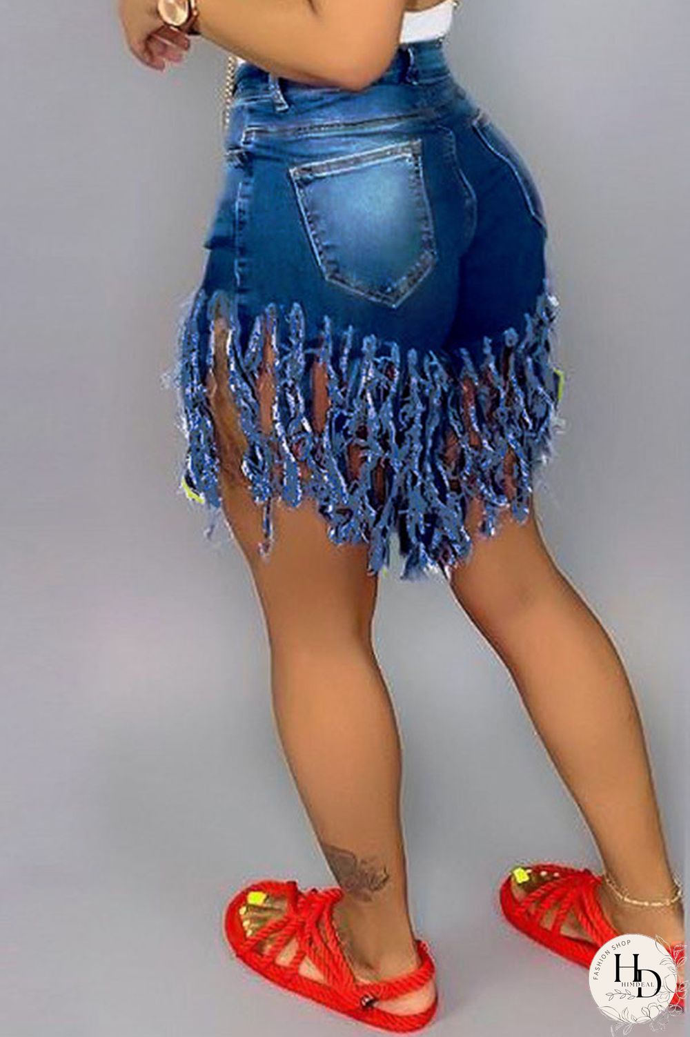 Royal blue Red Green Yellow Royal blue Tassel Design Denim