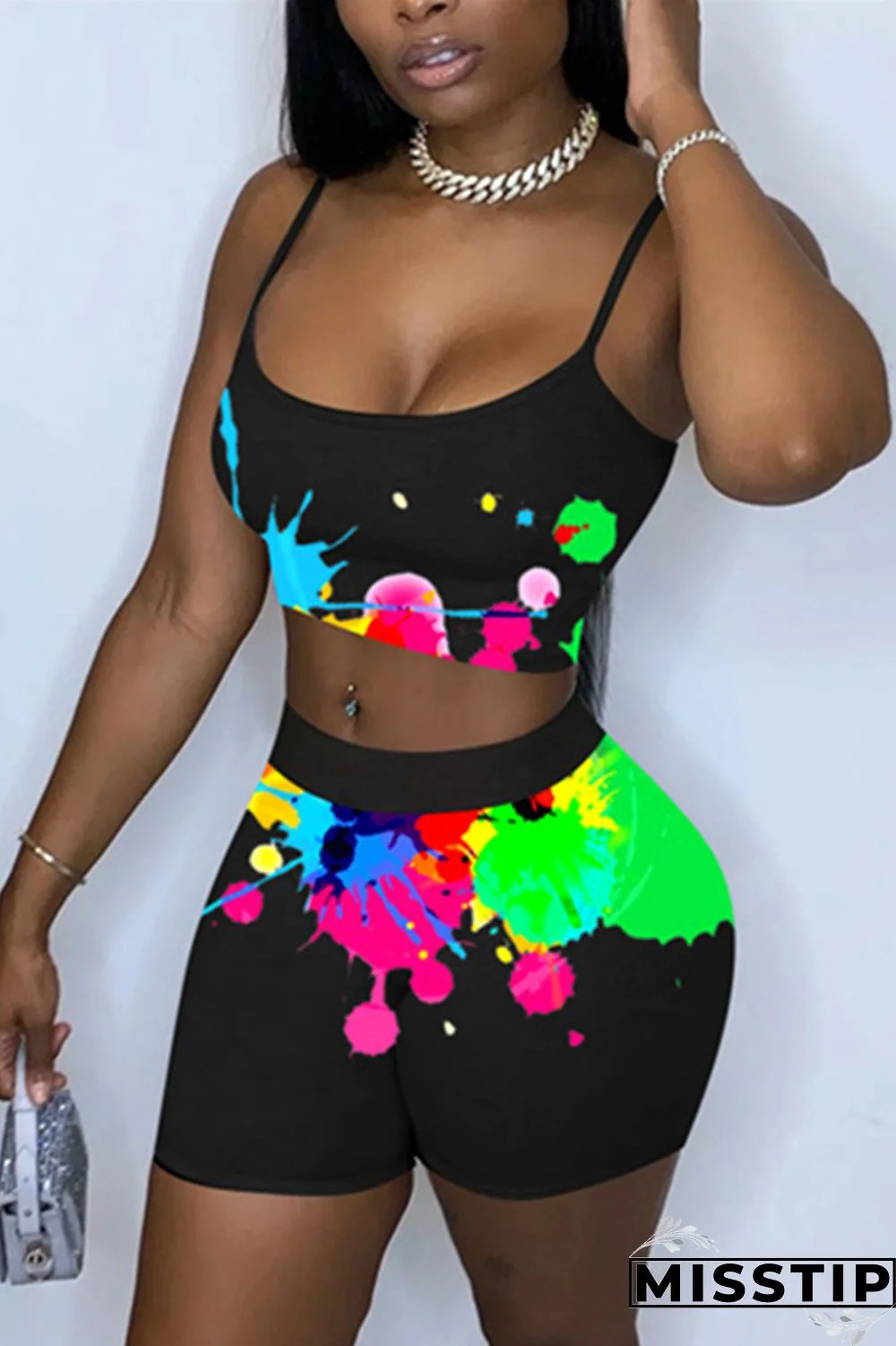 Multi-color Sexy Letter Straight Sleeveless Two Pieces