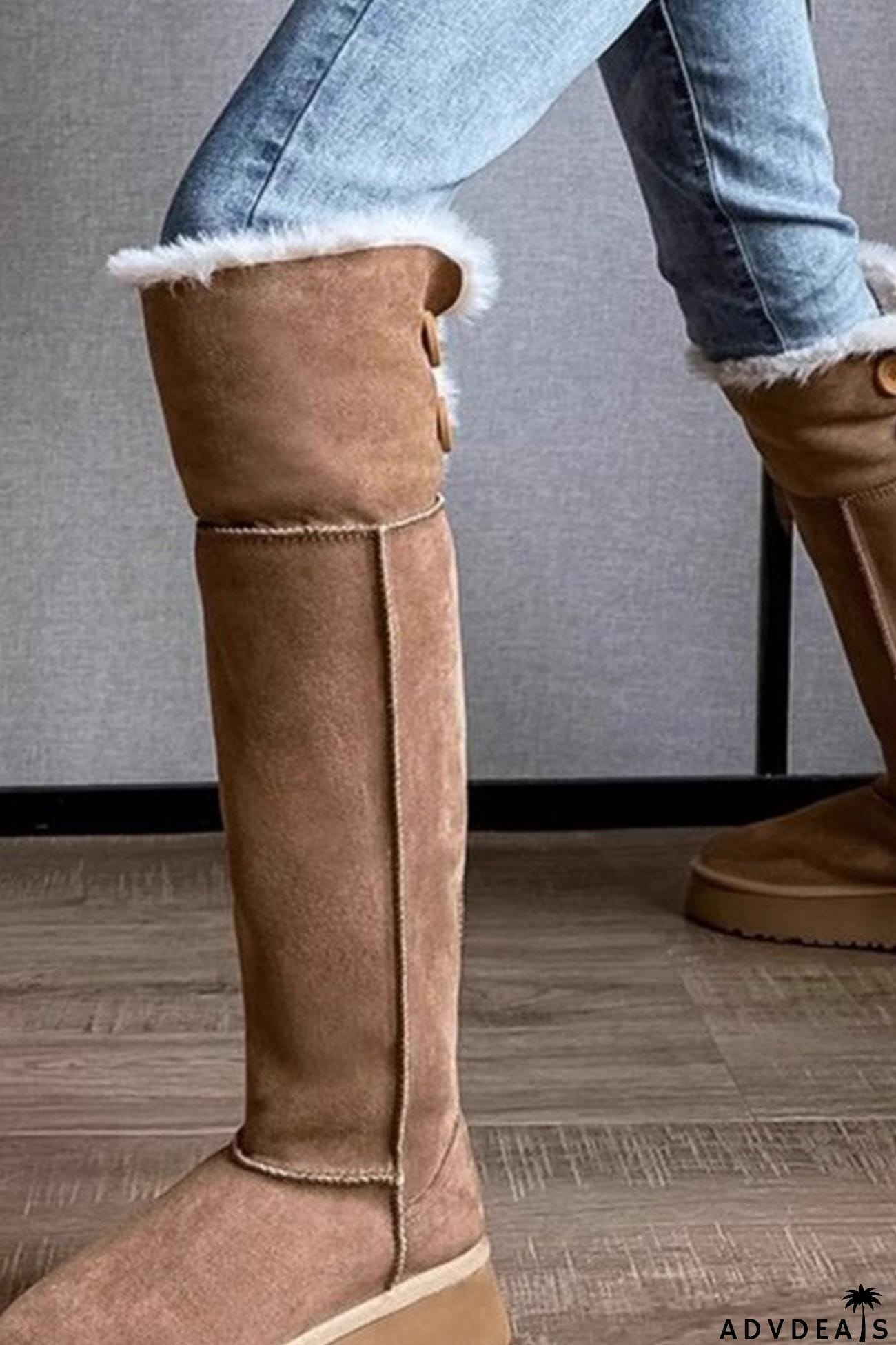Plush Platform Knee-high Snow Boots