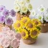 Crochet Flowers Potted Plants Decorative Crochet Ornaments DIY Gifts for Friends
