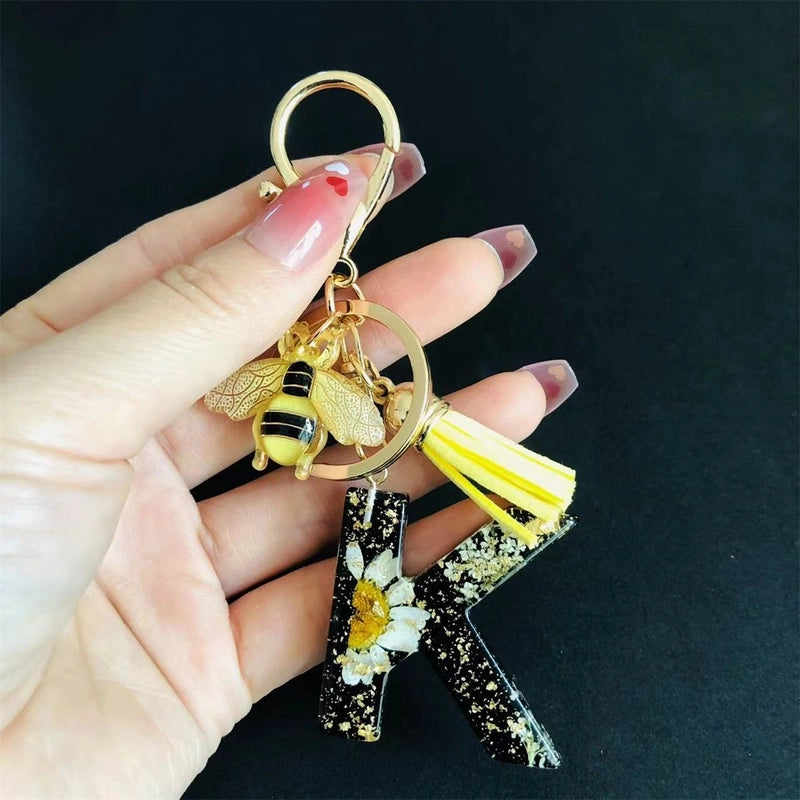 Minimalist Classic Style Letter Bee Resin Unisex Bag Pendant Keychain