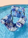 PVC Inflatable Floating Loungers with 3 Airbags Stylish Leaf Print Pool Lounger Stitch Reinforcement Maple Pattern Floating Recliner for Pool Beach Summer Water Play